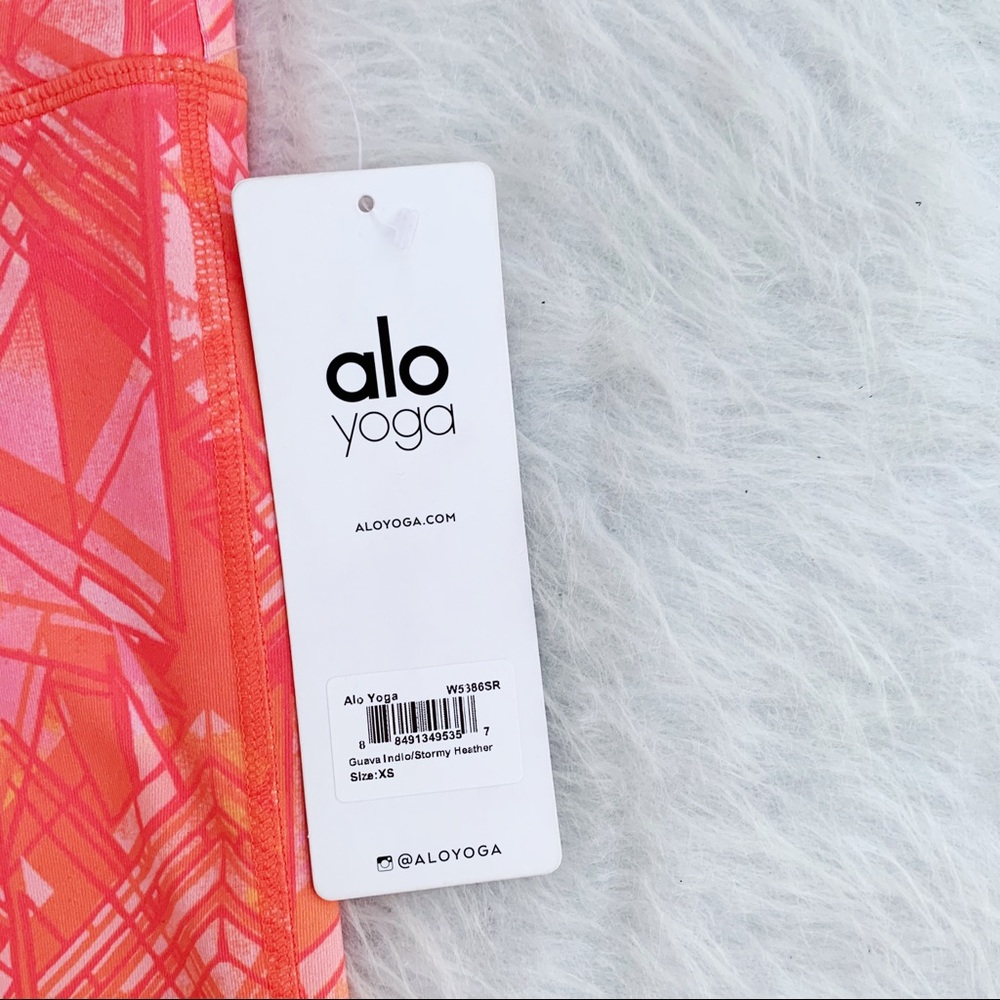 NWT ALO YOGA Guava Indio Ribbed Goddess Leggings - Picture 13 of 13